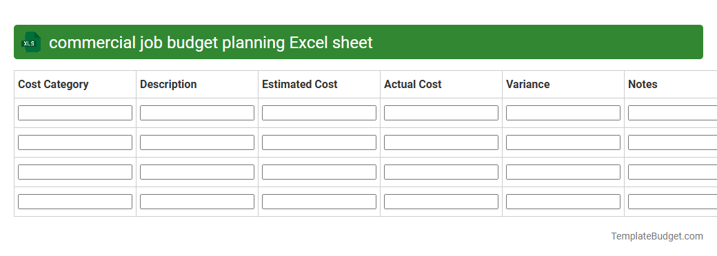 commercial job budget planning Excel sheet