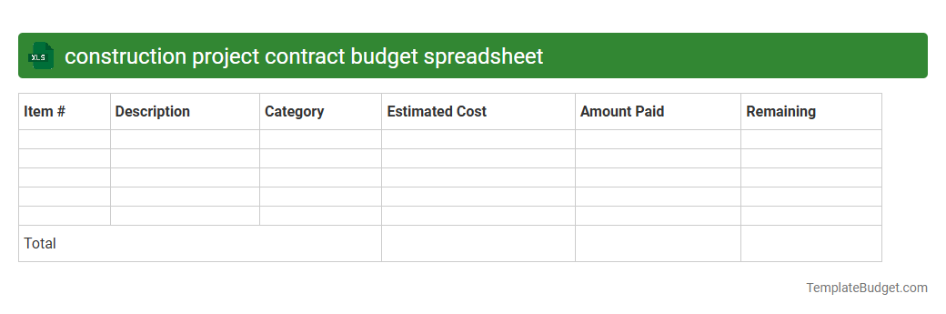 construction project contract budget spreadsheet