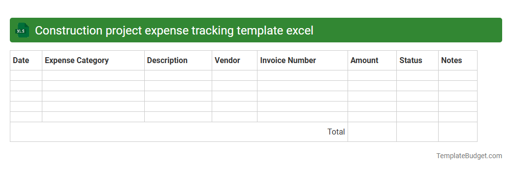 Construction project expense tracking template excel