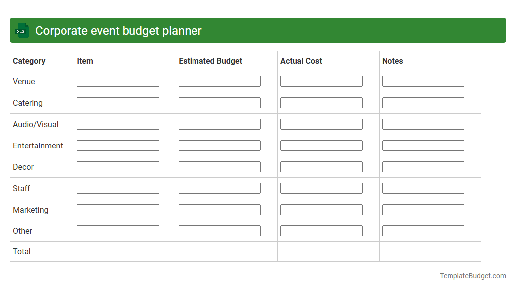 Corporate event budget planner