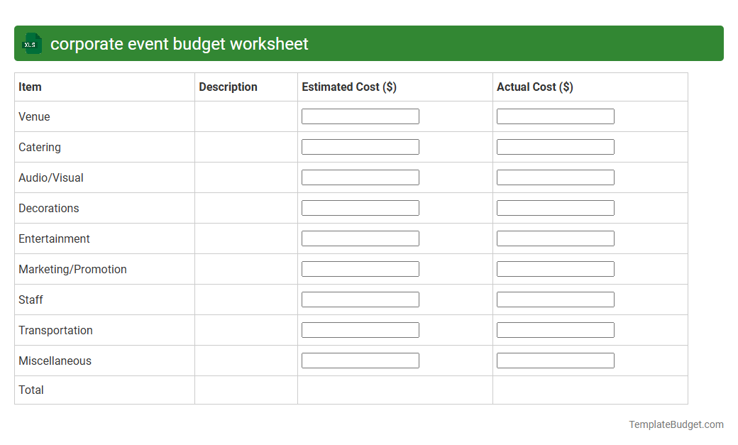 corporate event budget worksheet