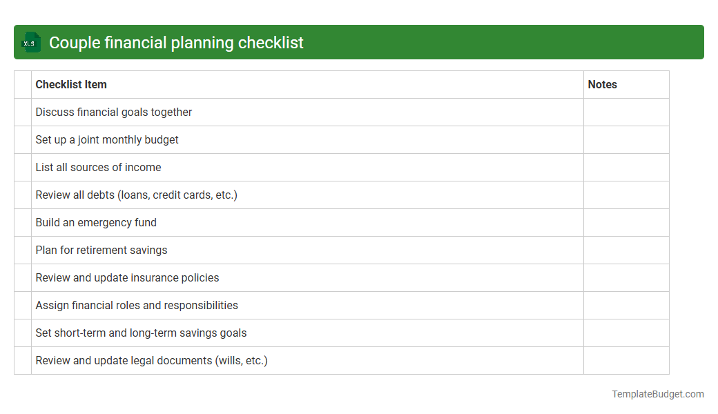 Couple financial planning checklist