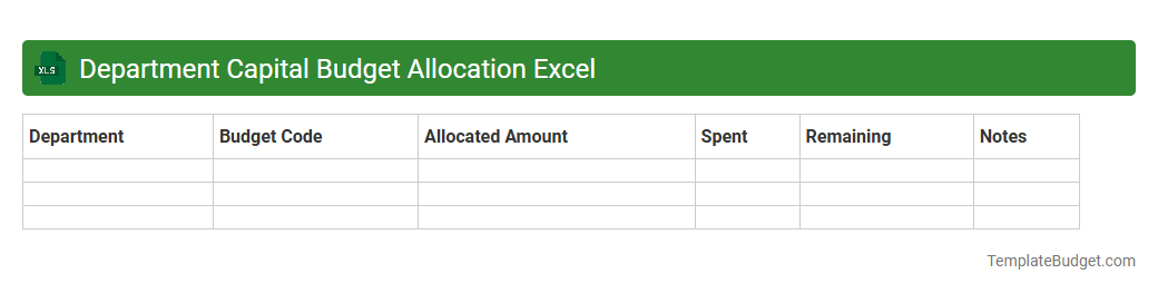 Department Capital Budget Allocation Excel