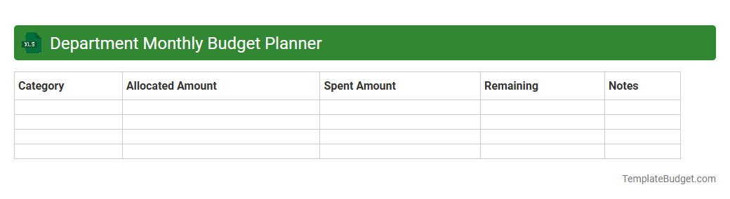 Department Monthly Budget Planner