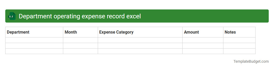 Department operating expense record excel
