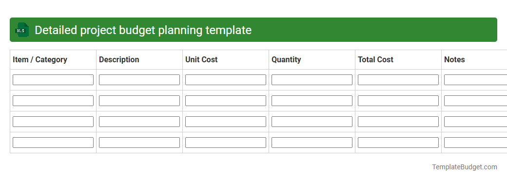 Detailed project budget planning template