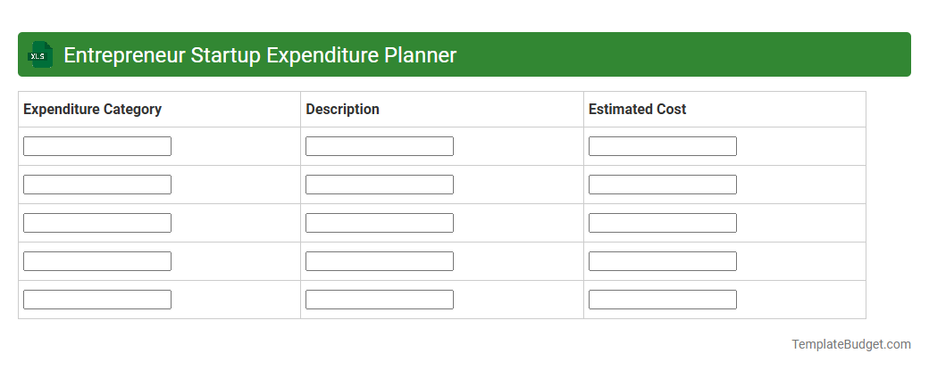 Entrepreneur Startup Expenditure Planner