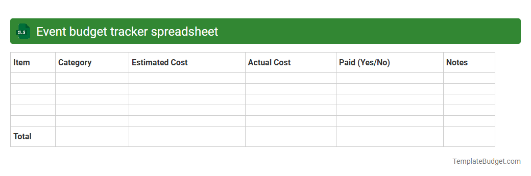 Event budget tracker spreadsheet