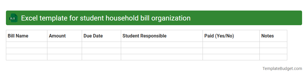 Excel template for student household bill organization