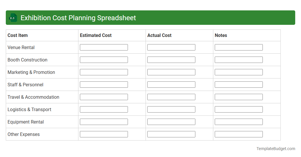 Exhibition Cost Planning Spreadsheet
