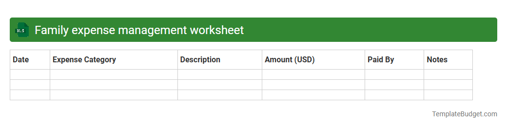 Family expense management worksheet