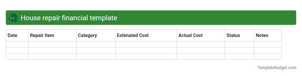 House repair financial template