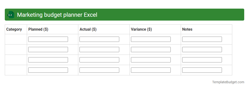 Marketing budget planner Excel
