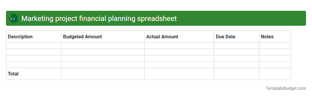 Marketing project financial planning spreadsheet