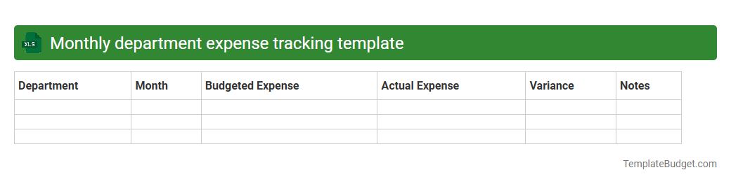 Monthly department expense tracking template