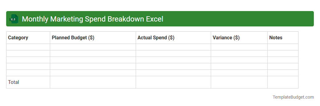 Monthly Marketing Spend Breakdown Excel