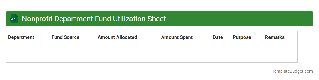 Nonprofit Department Fund Utilization Sheet