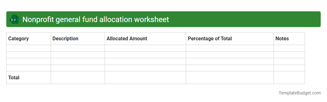 Nonprofit general fund allocation worksheet
