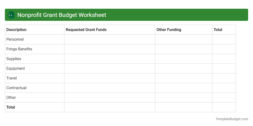Nonprofit Grant Budget Worksheet