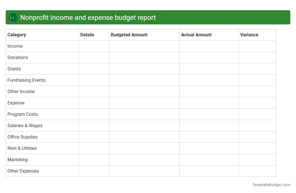 Nonprofit income and expense budget report