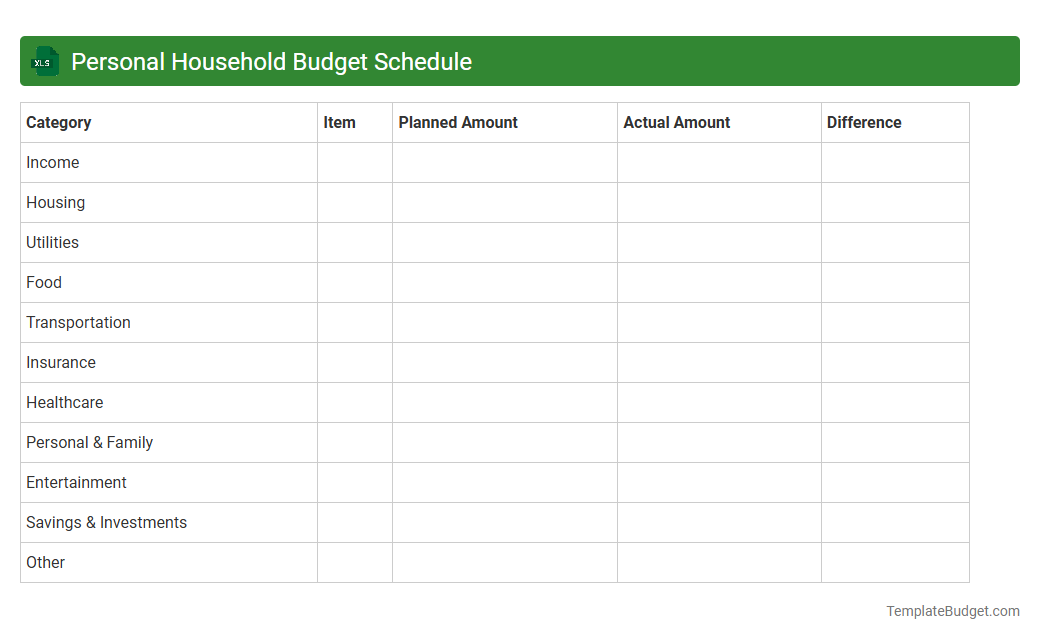 Personal Household Budget Schedule