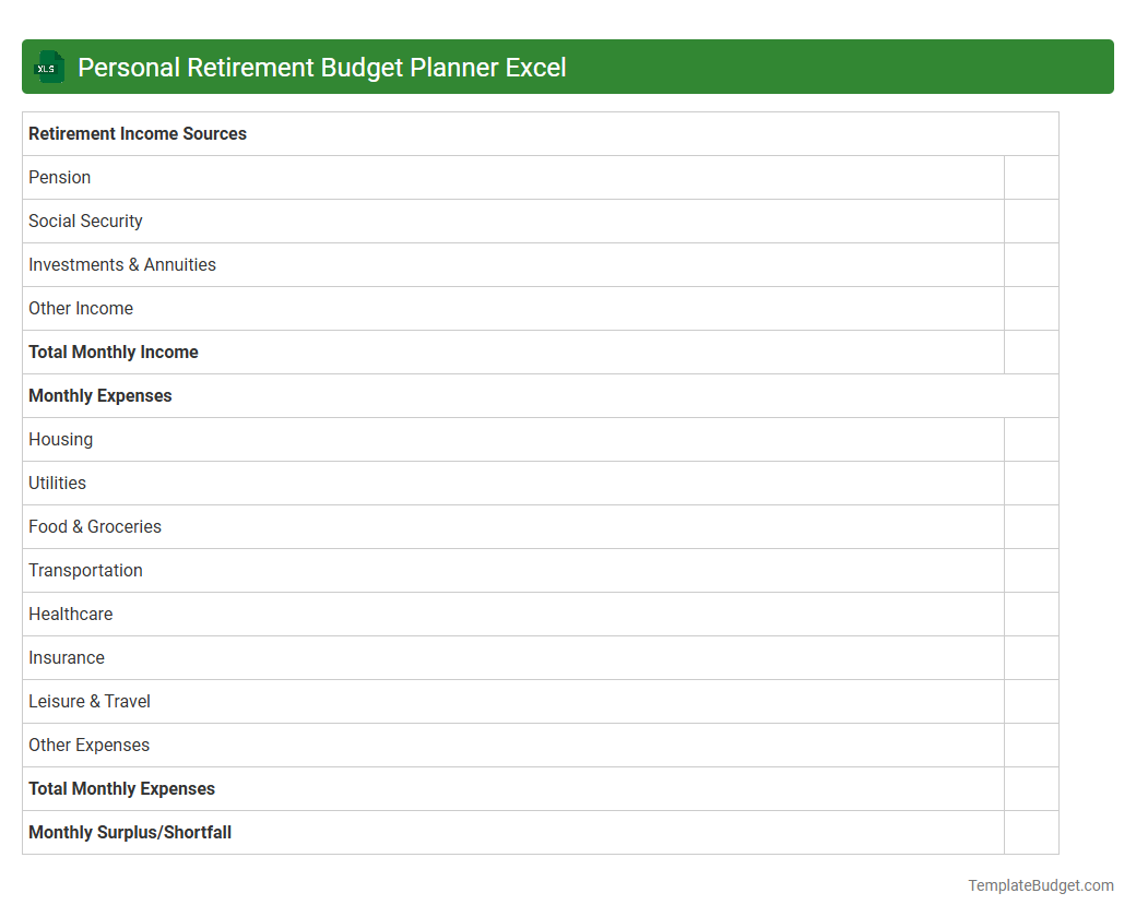 Personal Retirement Budget Planner Excel