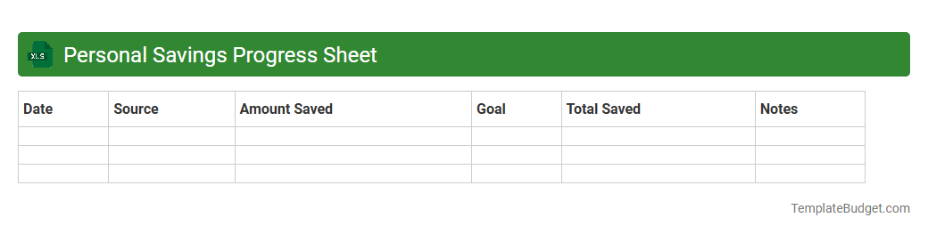 Personal Savings Progress Sheet