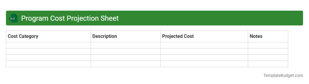 Program Cost Projection Sheet
