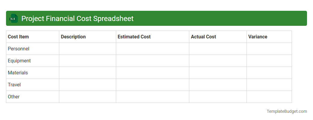Project Financial Cost Spreadsheet