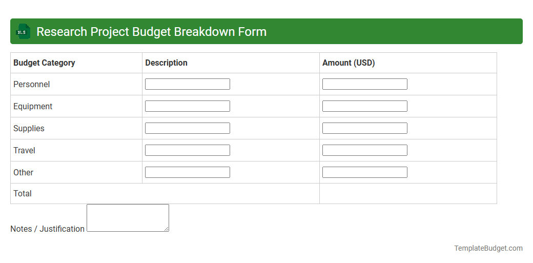 Research Project Budget Breakdown Form