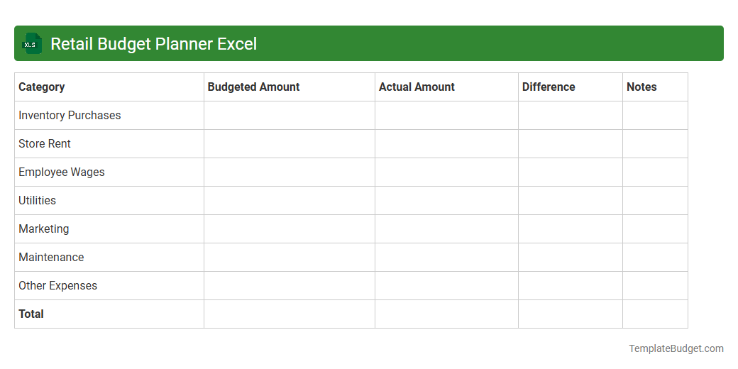 Retail Budget Planner Excel