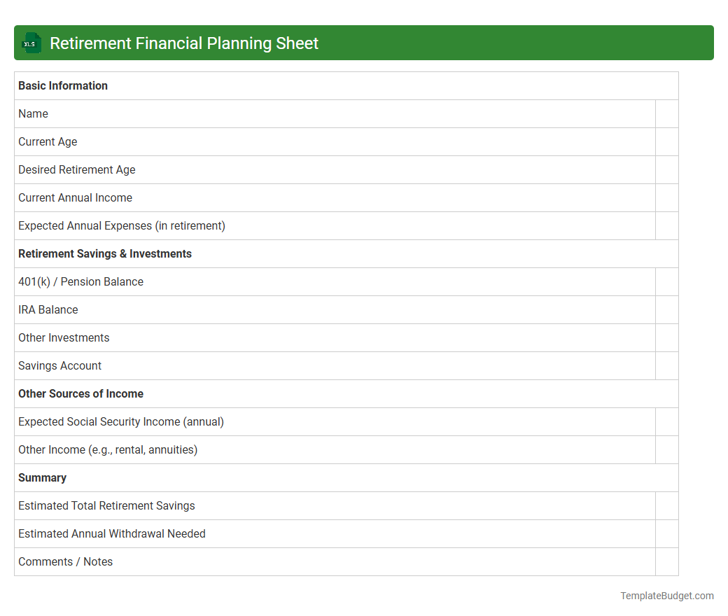 Retirement Financial Planning Sheet