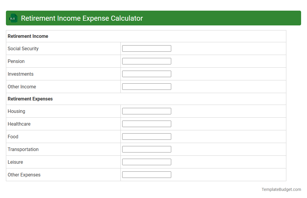 Retirement Income Expense Calculator