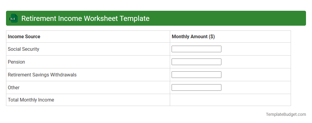Retirement Income Worksheet Template
