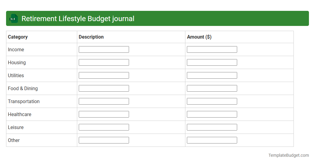 Retirement Lifestyle Budget journal