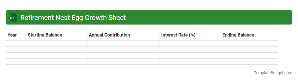 Retirement Nest Egg Growth Sheet