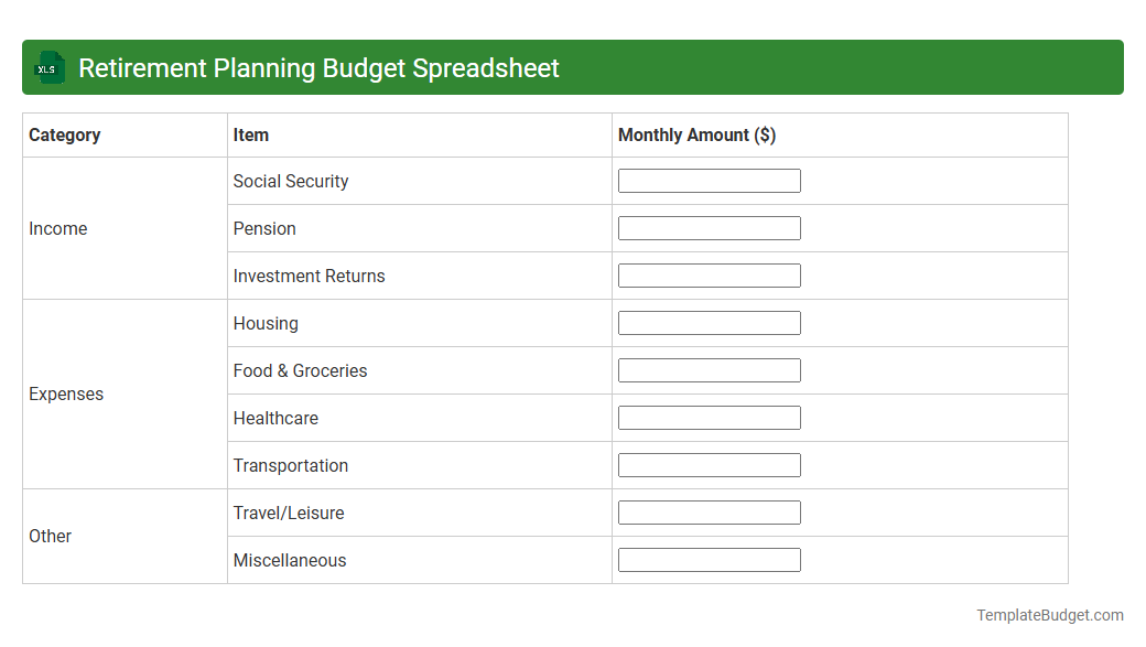 Retirement Planning Budget Spreadsheet