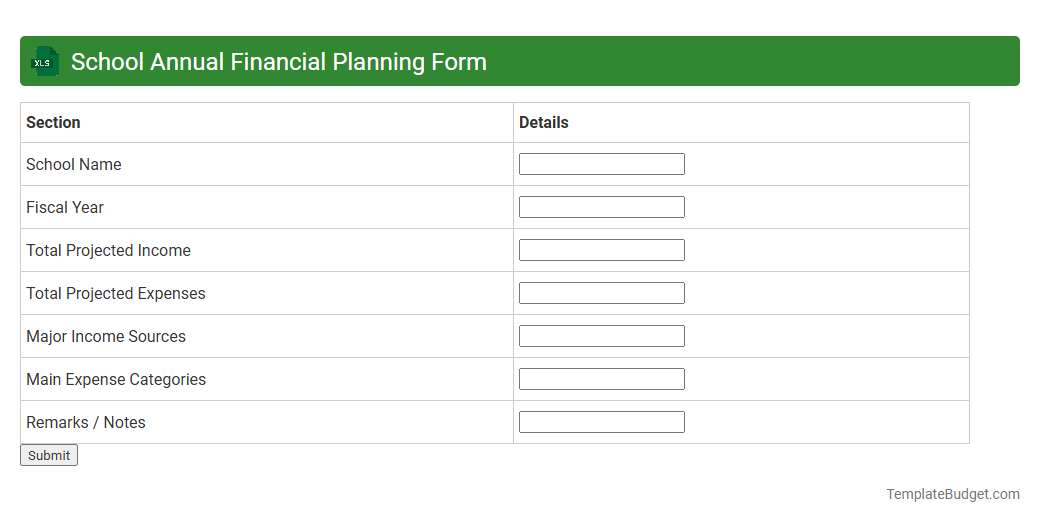 School Annual Financial Planning Form