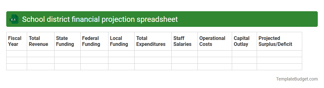 School district financial projection spreadsheet