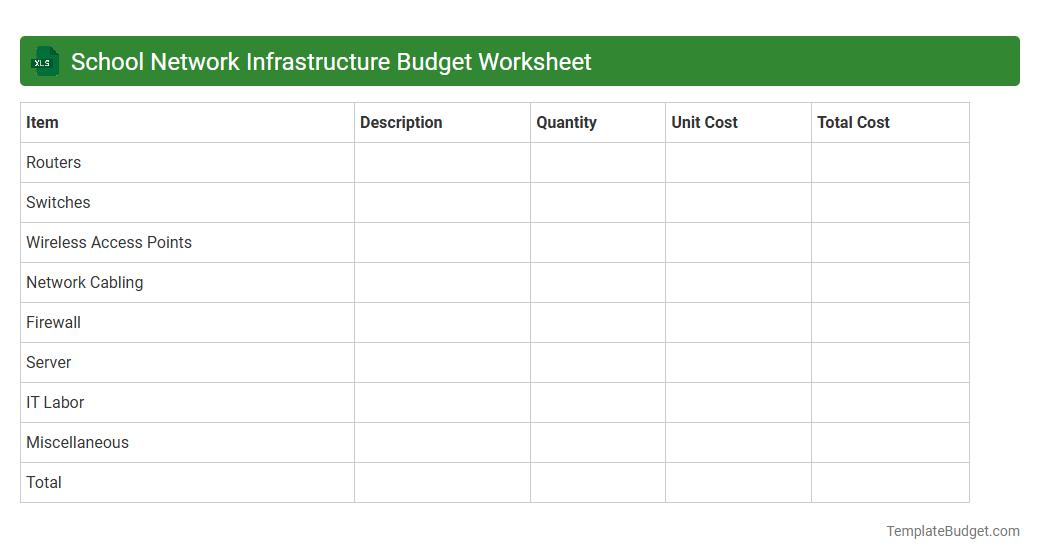 School Network Infrastructure Budget Worksheet