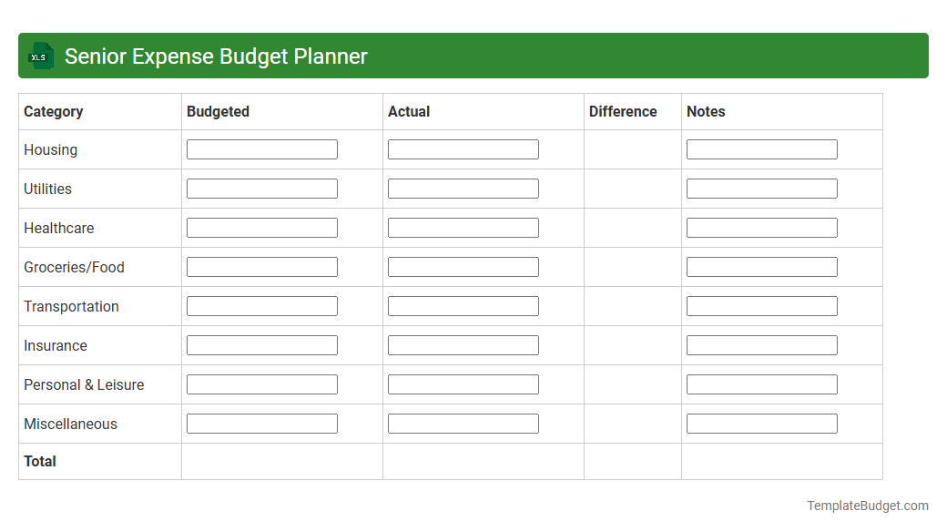 Senior Expense Budget Planner