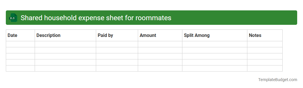 Shared household expense sheet for roommates