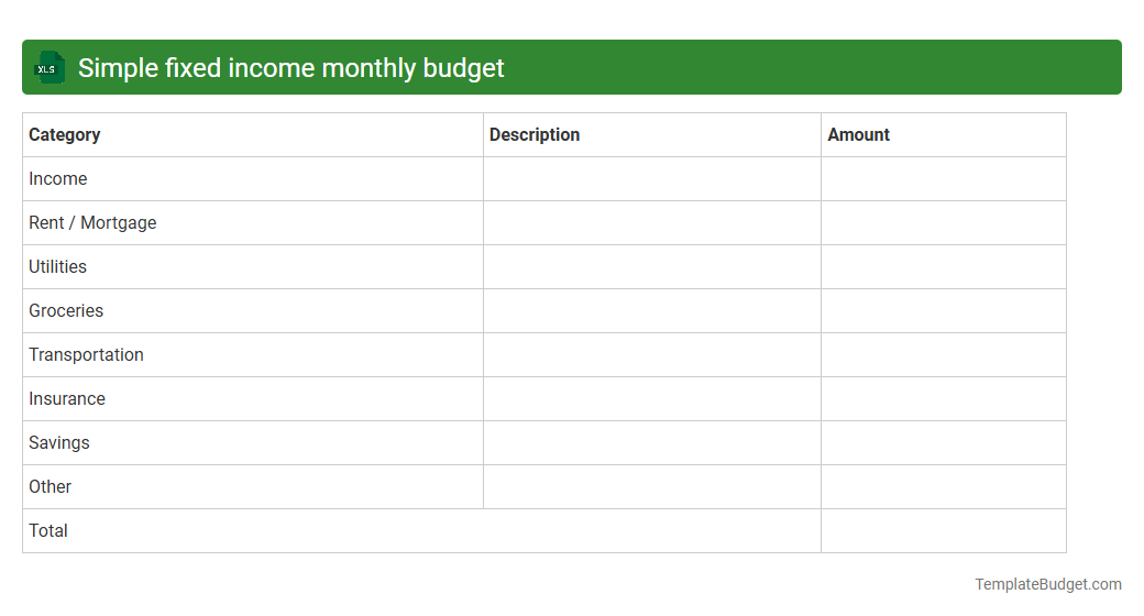 Simple fixed income monthly budget
