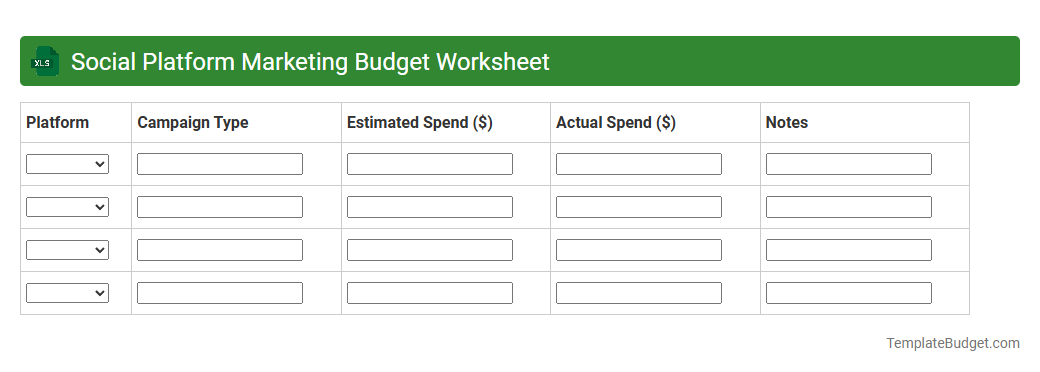 Social Platform Marketing Budget Worksheet