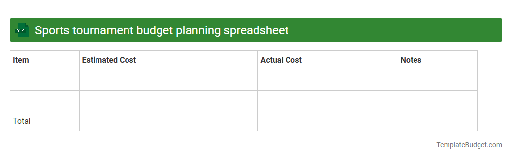 Sports tournament budget planning spreadsheet