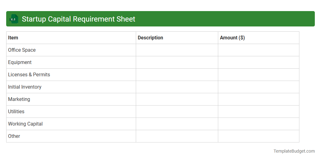 Startup Capital Requirement Sheet