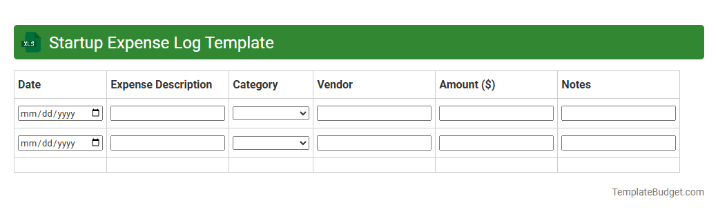 Startup Expense Log Template