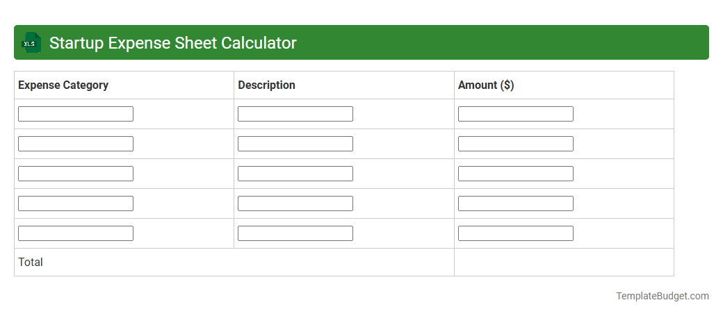 Startup Expense Sheet Calculator