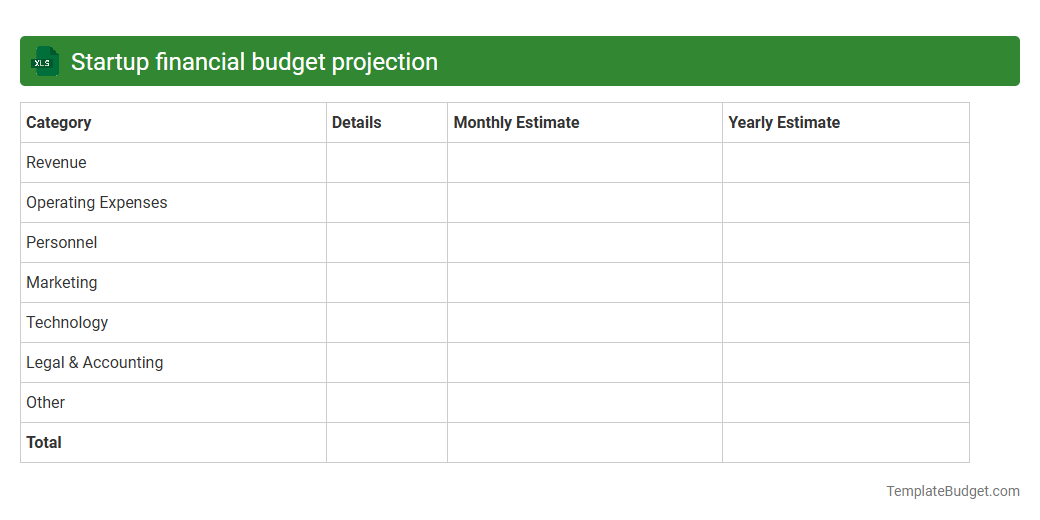Startup financial budget projection