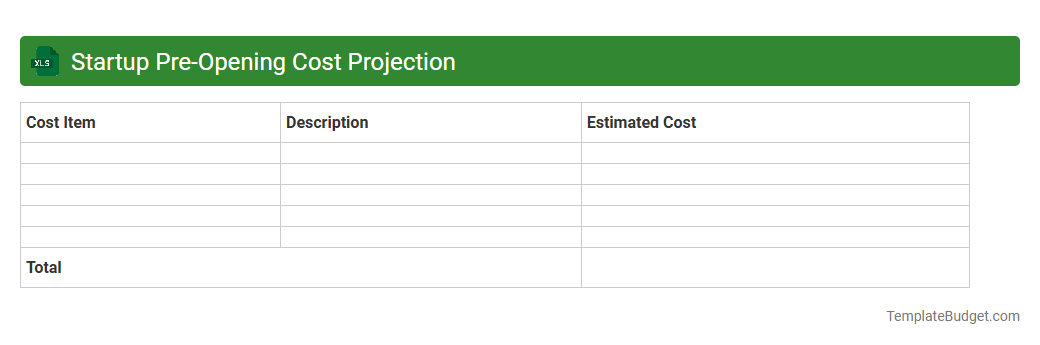 Startup Pre-Opening Cost Projection